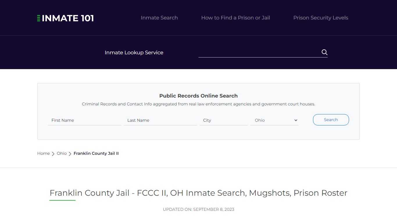 Franklin County Jail - FCCC II, OH Inmate Search, Mugshots, Prison ...